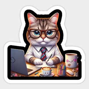 Cute Cat Boss Sticker